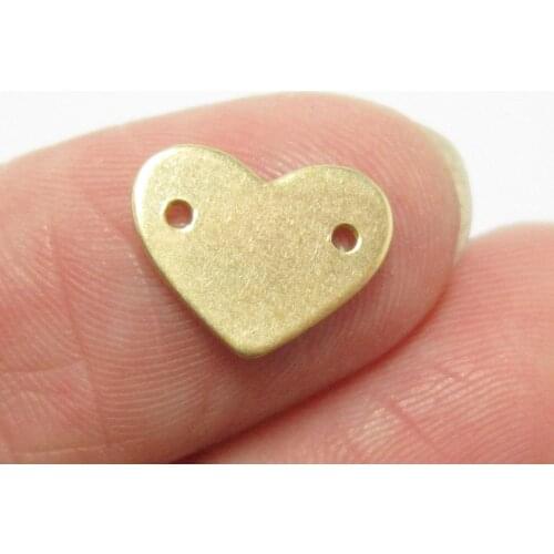 Brass connector Brass earring findings 12x9.3x1mm Heart Raw brass charms chain connector -20pcs R1332