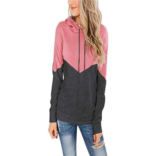 New splicing women hoodies long sleeves stripe womens sweatshirts hit color print fashion pullover top female