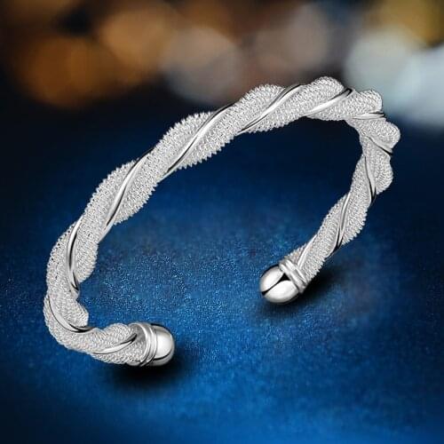 Wholesale and retail Plata color jewelry Plata plated bracelet fine fashion bracelet top quality Twist Net Cuff Bangle