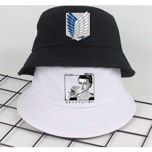 2021 Attack on Titan Japan Anime Bob Bucket Hats Summer Panama Women Fisherman Hat Cotton Korean Black Caps Hip Hop Beach Cap