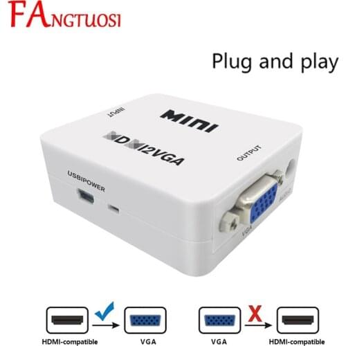 FANGTUOSI HDMI to VGA Adapter Converter Mini HD 1080P HDMI to VGA Converter With Audio for PC Laptop for HDTV Projector