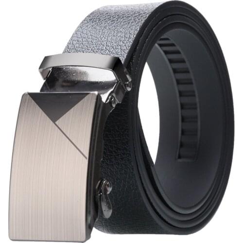Mens High quality Automatic buckle Belt Alloy buckle Durable Artificial Leather Bark texture Business fashion casual jeans Belt