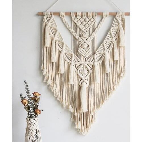 Handicraft Woven Tapestry Bohemian Wedding Background Wall Decor Tassel Ornament Home Decorate Wall Hanging Cotton Rope Tapestry