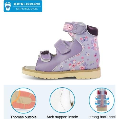 Kids Girls Leather Sandals Fashionable Children Orthopedic Shoes Cute Boys Graffiti Pattern OpenToe Flatfeet Breathable Booties