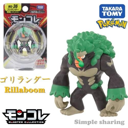 Takara Tomy Tomica Pokemon Pocket Monsters Moncolle MS-36 Rillaboom 3-5cm Mini Resin Anime Figure Toys For Children Collectible