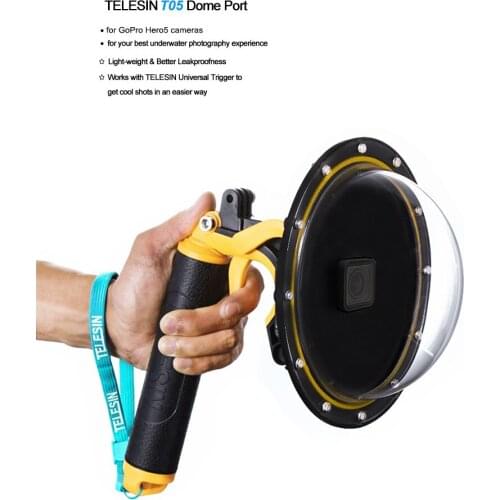 TELESIN 6 Dome Port Waterproof Transparent Case Housing for GoPro Hero 5 Black Hero 6 for diving