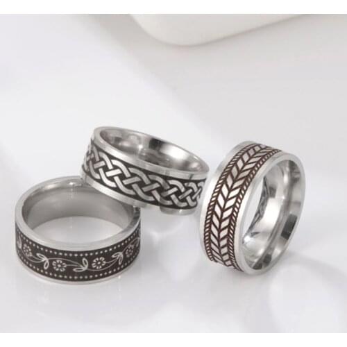 Old Style Retro Viking Rings Black Amulet Vintage Norse Runes Knot Ring Jewelry Punk Ring for Women Mens Vintage Accessories