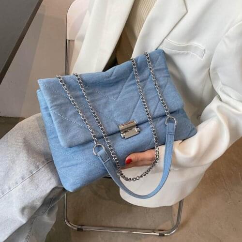 Fashion Quilted Chain Canvas Crossbody Bags for Women Thread Large Capacity Women Shoulder Bag Casual Solid Womens Handbags New