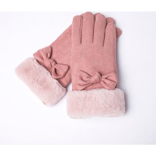 2021 Touch Screen Winter Gloves Women Lace Warm Cashmere Mittens Plush Wrist Women Driving Thermal Gloves Defense Cold Mittens