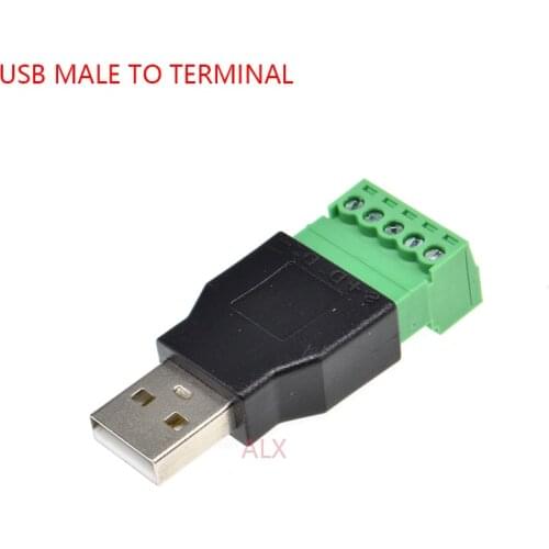 1PCS USB A-type 2.0 MALE PLUG TO 5PIN SCREW terminal connector PITCH 3.5mm usb-a USB-2.0 Converter adapter