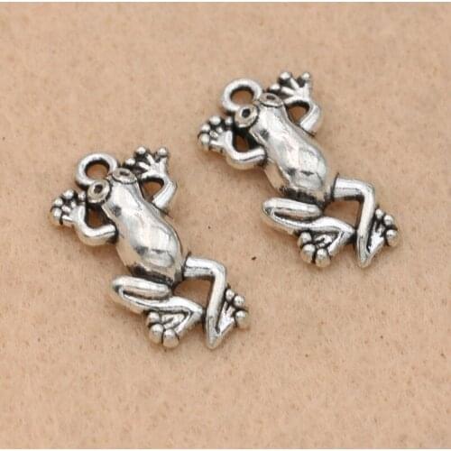 10pcs Antique Silver Plated Frog Charms Pendants For Jewelry Making Diy Craft Handmade 16x19mm