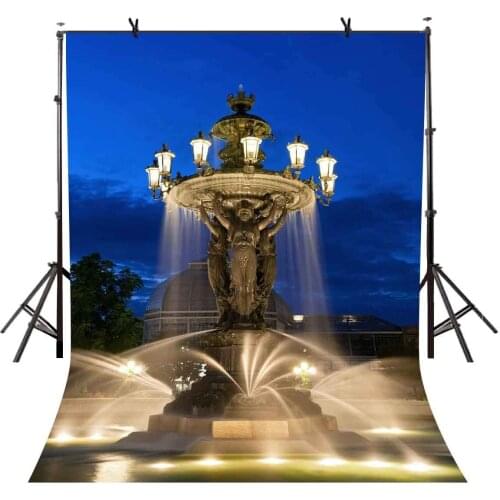 150x220cm Blue Fountain Night Backdrop City Square Sculpture for Photographic Studio Background