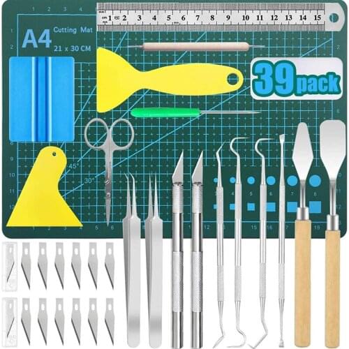 39pcs Home School Scrapbooking Cricut Tools Set Vinyl Craft Supplies Kit Craft Floating Carving Assortment Tool Kit