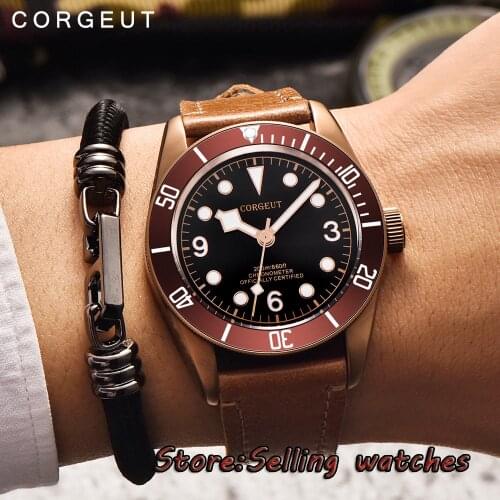 41mm CORGUET coffee sterile dial coffee case Sapphire Glass miyota automatic mens Watch