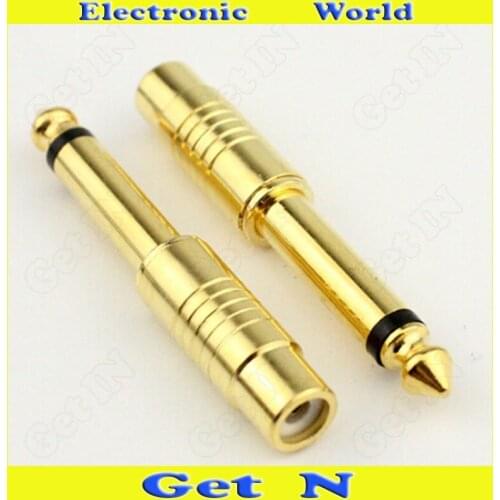 5pcs Gilded Gilt Adapter Connector Converting 6.5 to RCA Female 6.5 Male to RCA Female Adapter Connector for Audio Console Mix