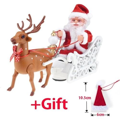 Free Hat Gift! Santa Claus Doll Elk Sled Toy Universal Electric Car With Music Children Kids Electric Toy Doll Home Xmas Decor