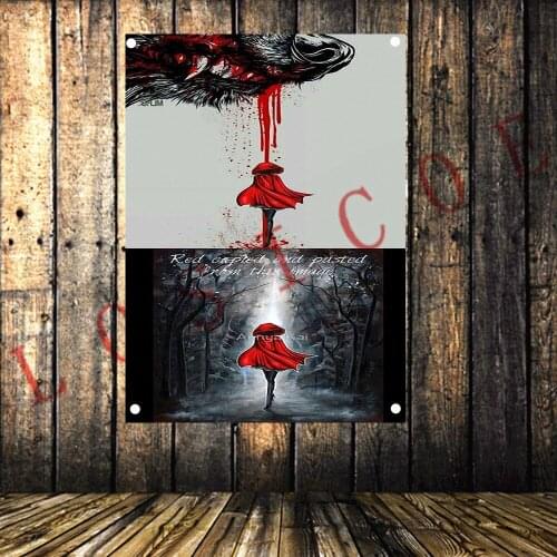 Rock Music Heavy metal Large Vintage Cloth Banner Flag Tapestry HD Tattoo Print Art Four Holes Hanging Painting Mural Wall Decor