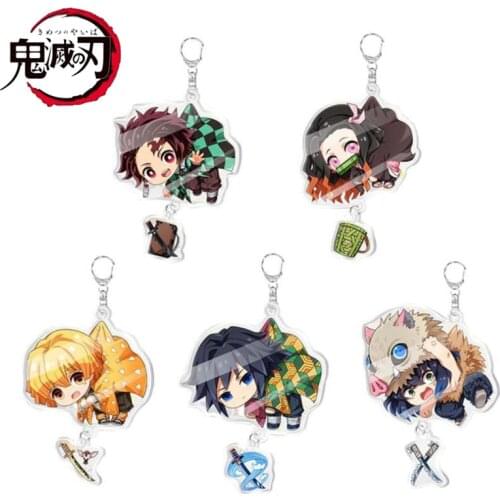 Anime Demon Slayer Kimetsu No Yaiba Keychain Kamado Tanjirou Nezuko Acrylic Key Chain Cartoon Keychains Cosplay Accessories