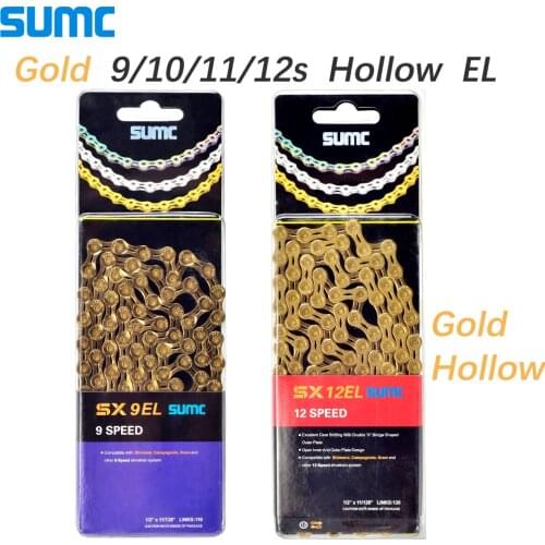SUMC Bike Chain Hollow Golden X8 X9 X10 X11 X12 Lightweight For 8 9 10 11 12 Speed MTB Road Bike Folding bike SL EL