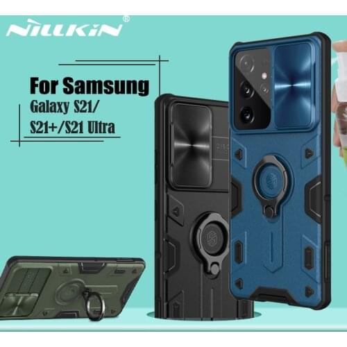 For Samsung Galaxy S21 Plus S21 Ultra Case NILLKIN Armor Case Slide Camera Ring kickstand Back Cover For Samsung S21 S21+ 5G
