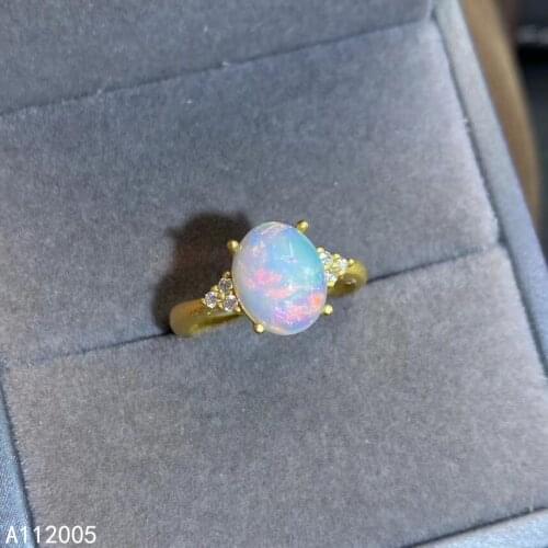 KJJEAXCMY fine jewelry 925 sterling silver inlaid natural opal new Female ring noble Support Detection