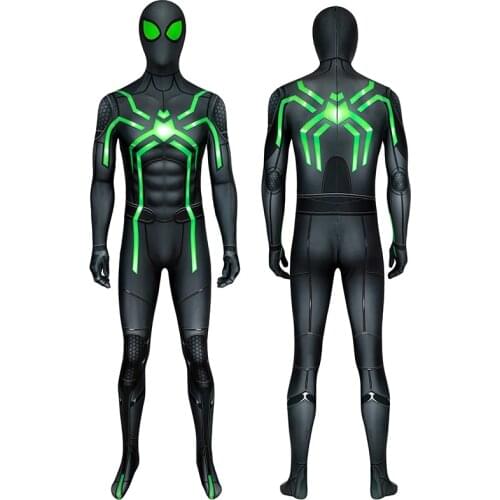 Adult Superhero PS4 Stealth Big Time Spider Peter Jumpsuit Cosplay Costume Halloween Masquerade Party Bodysuit