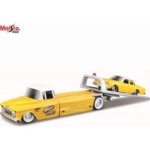Maisto 1:64 1957 Chevrolet Flatbed 1987 Chevrolet Caprice Design elite transport Die-casting car model collection gift toy