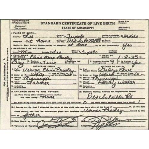 ELVIS PRESLEY KING OF ROCK & ROLL BIRTH CERTIFICATE METAL SIGN LOVELY GIFT Metal Painting 20x30cm Poster Metal Plaque 2021 Hot