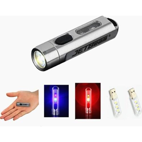 JETBEAM MINI ONE Five Colors Multi-purpose Keychain Flashlight RGB Color LED USB Charging Super Mini Flashlight with UV Light