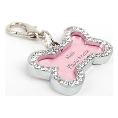 Fashion Bone Shaped Stainless Steel Crystal Rhinestone Id Tags Identity Card Drilling Bling Jewelry Dog Tags For Dogs Sequins