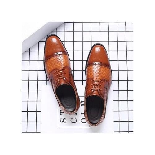 2021 New Men Business Shoes Splicing Lace Up Male Footwear Shoes Men Pointed Toe Low Heel Formal Wedding Mens Dress