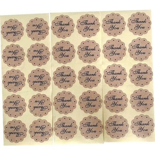 1000pcs/lot Kawaii Thank You Lace Shape Kraft Sticker DIY Scrapbooking Gift Labels Stickers Sweets Party Seal Sticker
