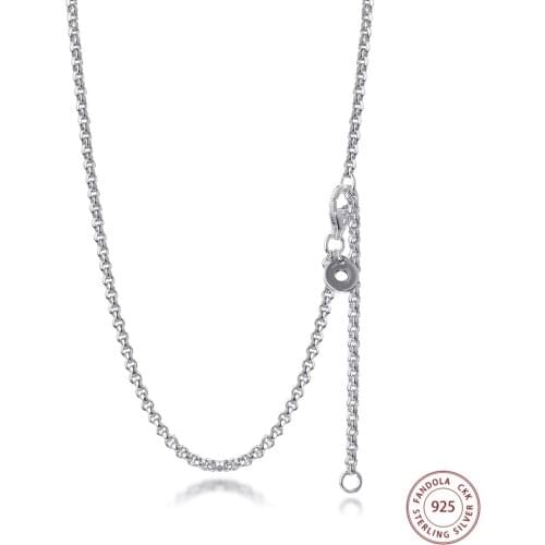 Genuine 925 Sterling Silver Rolo Chain Necklaces for Women Necklaces & Pendants Fine Jewelery Gift Pendentif 60CM 2021 New