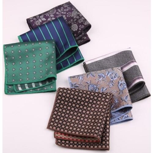 Small square mens fashion Joker polyester personality trend accessories retro pattern a variety of mens pocket towel