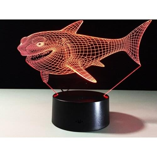 Top Quality 3D Shark Night Light Children Kids Visual Led Illusion Atmosphere 7 Color Changing Mood Lamp Friend & Holiday Gifts