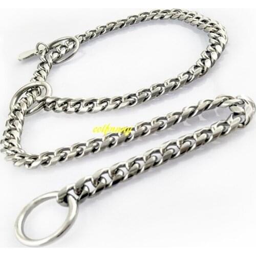 100pcs/lot Snake Chain Dog Training Collar Pet Show Collar Heavy Duty Metal Chain P Choke Collars Strong Silver Chrome Gold