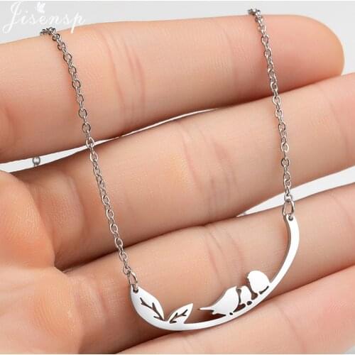 Stainless Steel Little Birds Necklace Simple Style Birds on the Branch Necklaces & Pendants Personality Family Jewelry Gifts