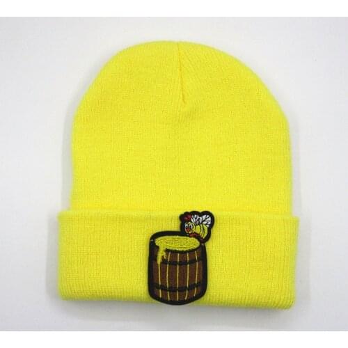 Bee Honey embroidery Thicken knitted hat winter warm hat Skullies cap beanie hat for kid men women 329