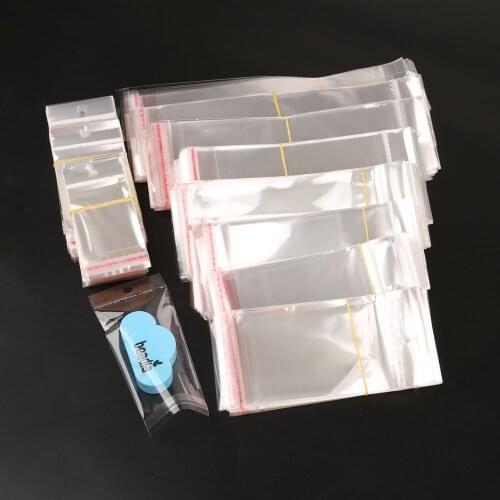 New 100 Pcs Clear Self Adhesive Seal Plastic Bags Transparent Opp Packing Bags with Hole Pick Size to Selection Wholesale