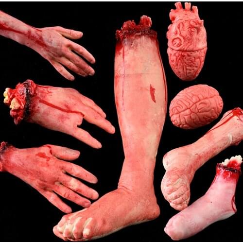Halloween Props Fake Broken Finger Brain Heart Foot Bloody Hand Body Parts Scary Halloween Horror Supplies Party Decoration 5z