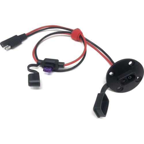 DIY SAE Socket Sidewall Port Waterproof SAE Quick Connect Solar Panel Mount 16AWG SAE Cable for Solar Generator Battery Charger