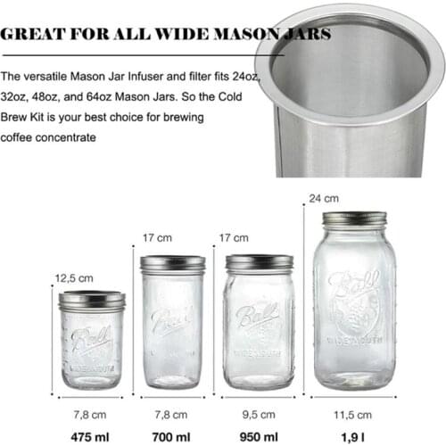 Silver Cold Brew Coffee Tea Filter Infusers Basket Mesh Maker with Sealing Ring