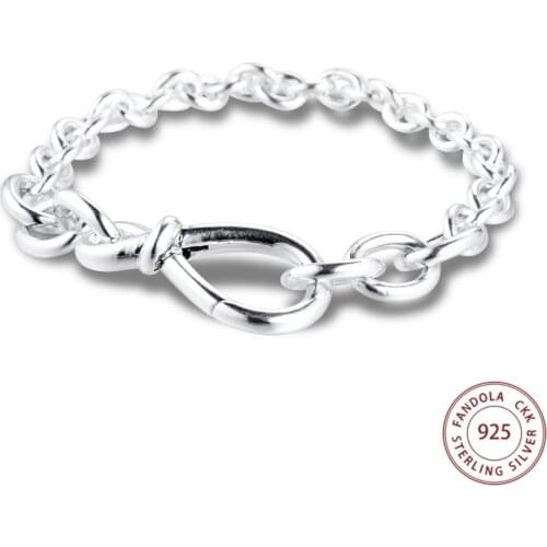 Genuine 925 Sterling Silver Jewellery Chunky Infinity Knot Chain Charm Bracelets for Women Fashion Jewelry 2020 New