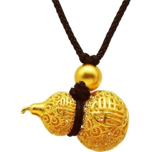 Heritage Filigree Gourd Pendant Ancient Gold-plated Gourd Necklace Cute New Lao Gold Dust Necklaces Pendants Elf on The Shelf