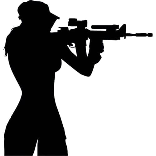 Teen Girls Room Decor Wall Stickers Vinyl Decal Sniper Soldier Army Military Women Silhouette Wall Art Decals Living Room S061