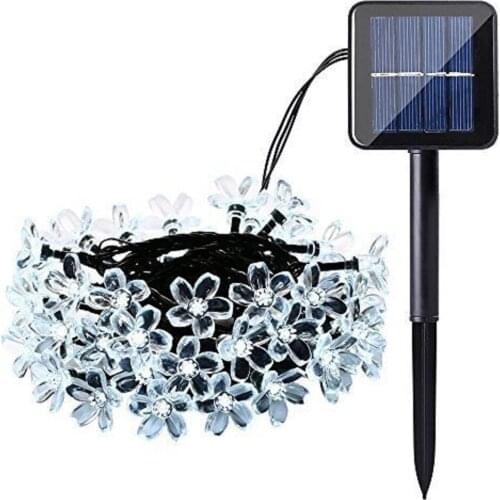 Waterproof solar light string cherry blossom flower shape flashing peach flower string Christmas garden decoration