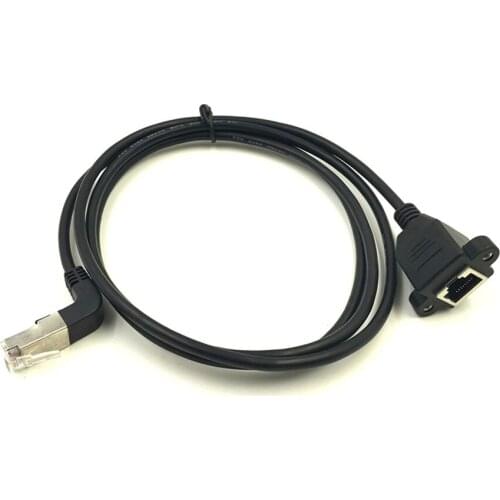 UP 90 Angled RJ45 Cat5e 8P8C FTP STP UTP Cat5 Male to Female Panel Mount LAN Ethernet Network Cable RJ45 30cm 60cm 1m 1.5m 1ft