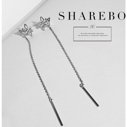 2019 Korean New Elegant Asymmetric Long Earrings For Women Ear Line Drop Pendientes Crystal Earrings For Women