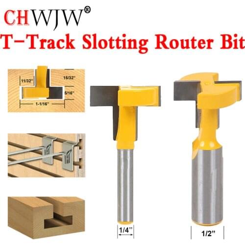 1pcs 1/4" 8mm 1/2'' Shank Top Quality T-Slot & T-Track Slotting Router Bit For Woodworking Chisel Cutter Wholesale Price