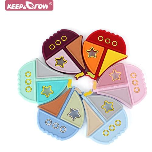 1pc Silicone Teether Ship Cartoon DIY Baby Pacifier Nipple Holder Toys Food Grade Silicone Rodent Tiny Rod Infant Molar Teether